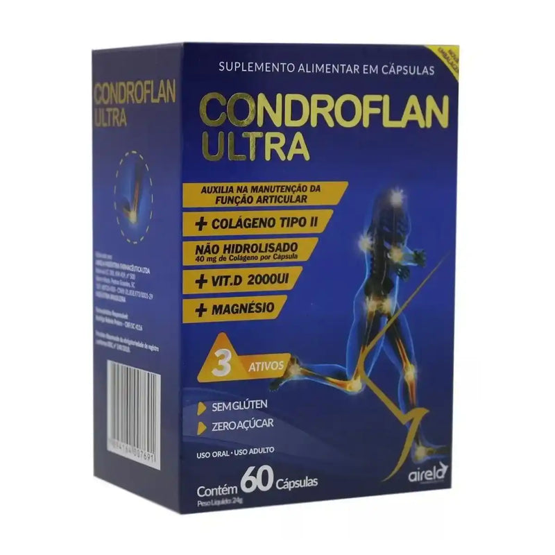 Airela Condroflan Ultra 60 Caps – Colágeno Ii + Vit D + Magnésio Sabor Sem sabor