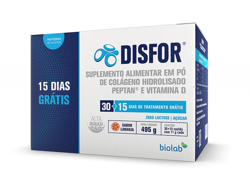 Colágeno Disfor 45 Sachês Sabor Laranja - Biolab